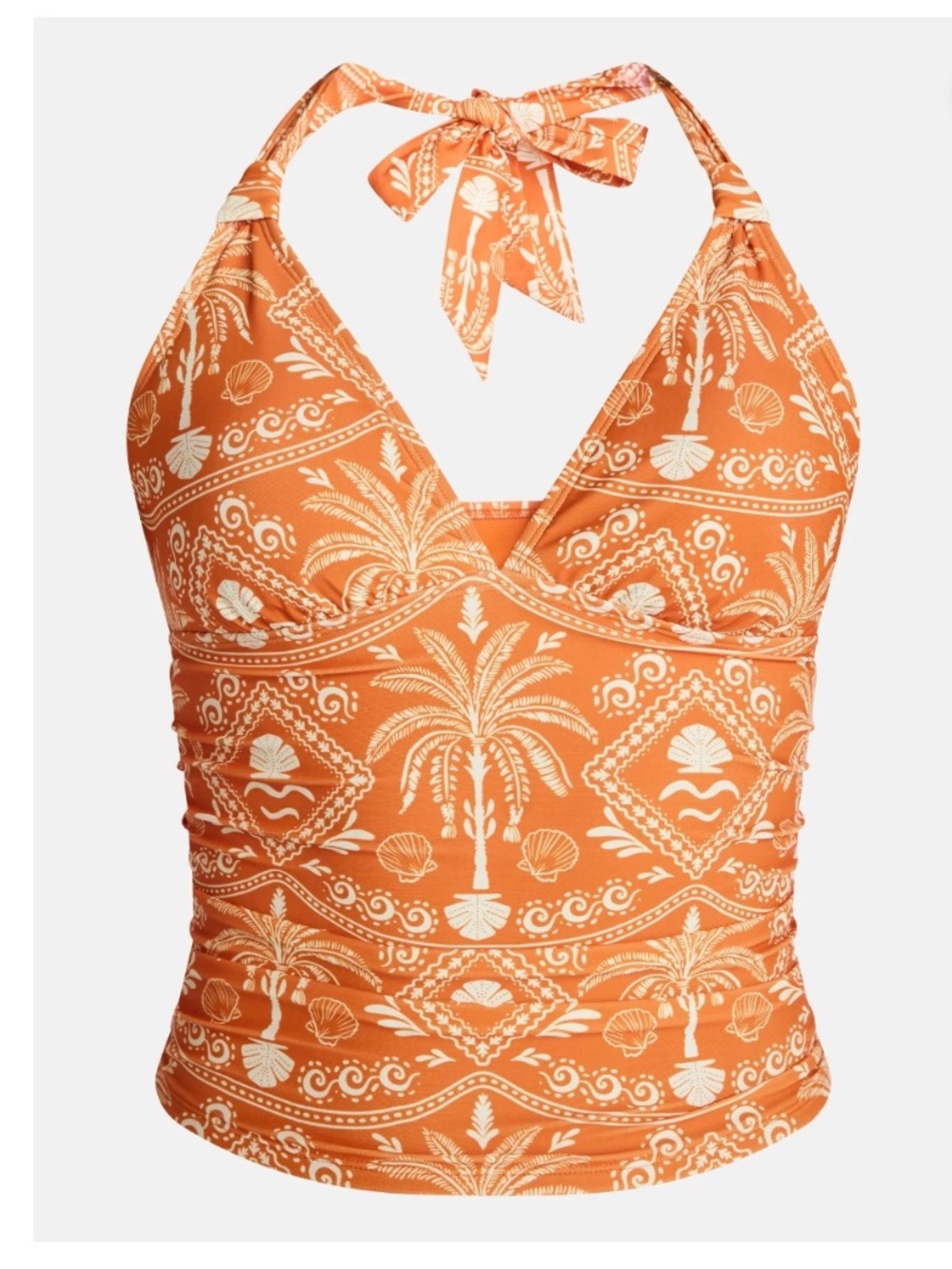 BNWT Women's Orange Tropical Halter Swim Top Tankini XS